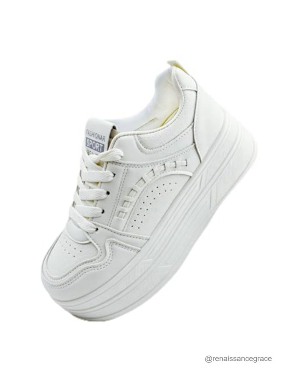 PU Leather Chunky Sneakers for Women, 10cm Height Incre Platform Sneakers,
